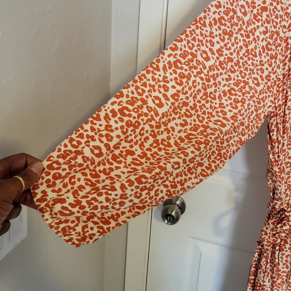 NWT Adorable Loft Women's Dark Orange multi Longsleeve swing dress sz XXL. - Picture 8 of 10